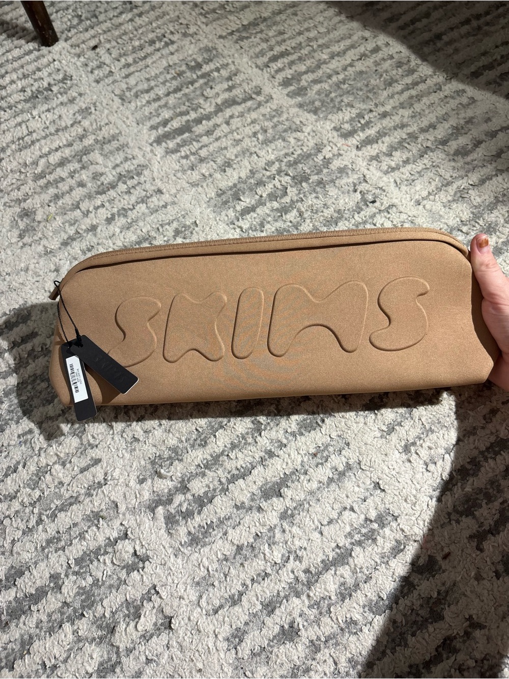 NWT Skims tan nude neoprene logo bag cosmetic bag